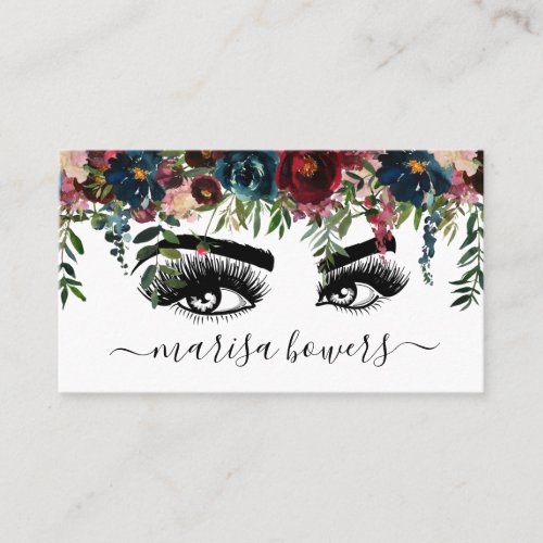 Makeup artist Beautiful Eye Beauty Burgundy Floral Business Card