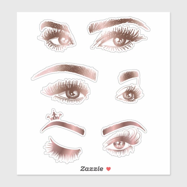 Makeup Artist Beautiful Hand Drawn Eyes Brows Lash Sticker (Sheet)