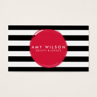 Makeup Artist Beauty Blogger Stripes Social Media Business Card