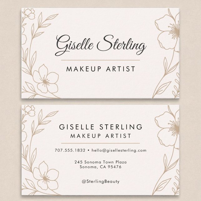 Makeup Artist Beauty Botanical Blush and Black  Business Card (Creator Uploaded)