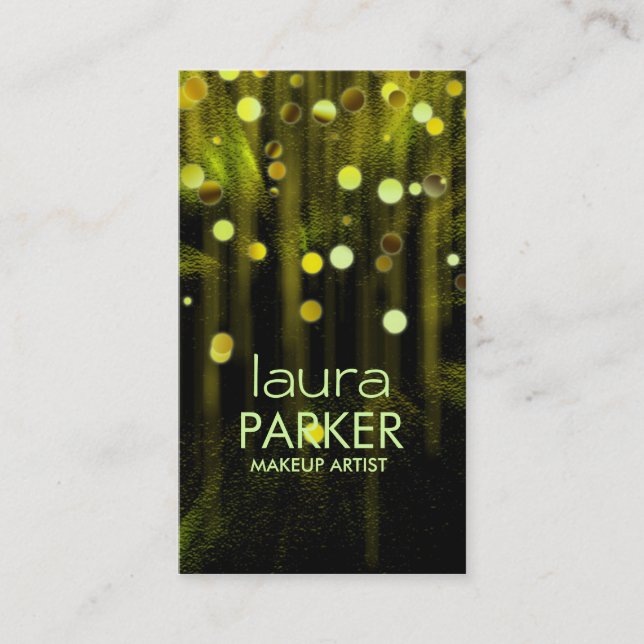 Makeup Artist Beauty Glitter Lime Yellow Business Card (Front)
