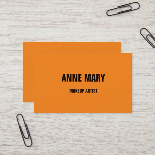 Makeup Artist Beauty Hair Salon Orange Custom Fall Business Card (Front/Back In Situ)