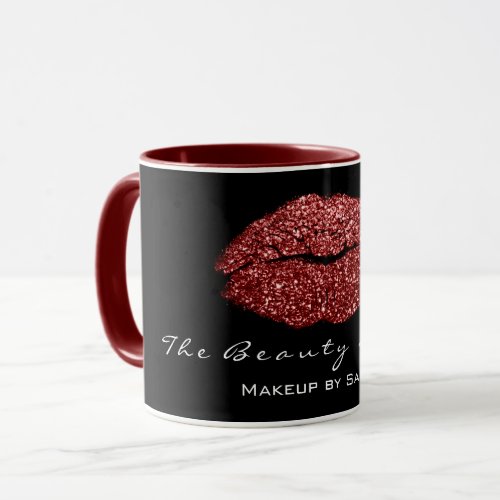 Makeup Artist Beauty Kiss Lip Bordeaux Red Glitter Mug