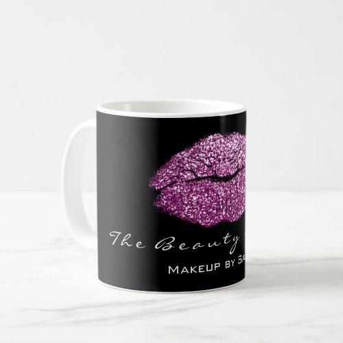 Makeup Artist Beauty Kiss Lip Violet Black Glitter Coffee Mug