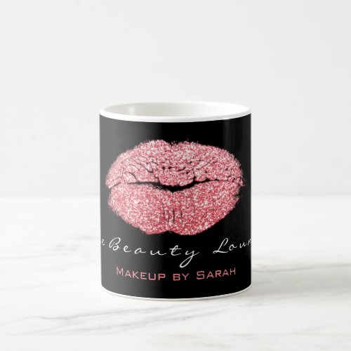 Makeup Artist Beauty Kiss Lips Pink Black Glitter Coffee Mug
