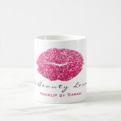 Makeup Artist Beauty Kiss Lips Pink Candy Glitter Coffee Mug (Center)
