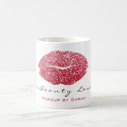Makeup Artist Beauty Kiss Lips Pink Name Glitter Coffee Mug