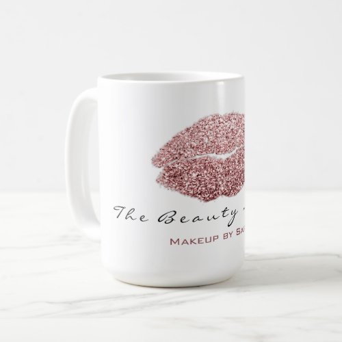 Makeup Artist Beauty Kiss Lips Skinny Rose Glitter Coffee Mug