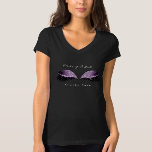 Makeup Artist Beauty Lash Eye Black Grape Glitter T_Shirt