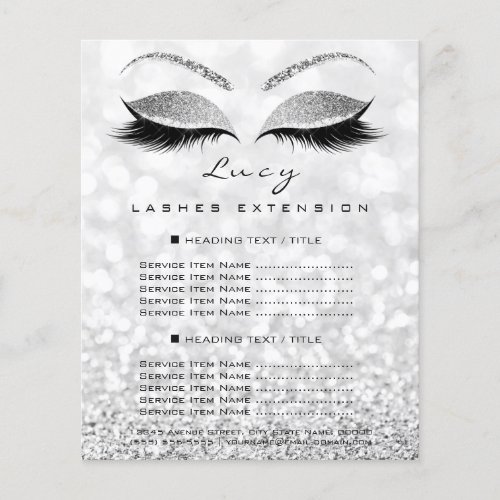 Makeup Artist Beauty Lash Glitter Price List Gray2 Flyer