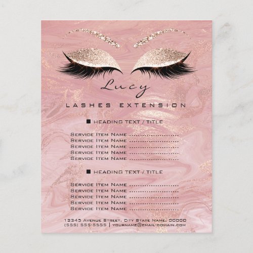 Makeup Artist Beauty Lash Glitter Price List Marbl Flyer