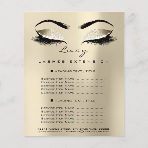 Makeup Artist Beauty Lash Glitter Price List Sepia Flyer