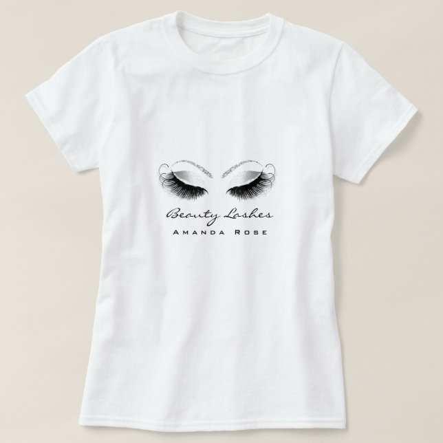 Makeup Artist Beauty Lash Studio Glitter Silver T-Shirt (Design Front)