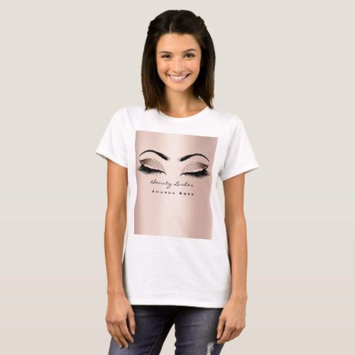 Makeup Artist Beauty Lash Studio Rose BlushGlitter T_Shirt