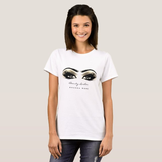 Makeup Artist Beauty Lash Studio Sepia Eyes T-Shirt (Front Full)