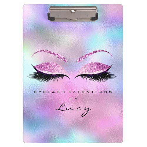 Makeup Artist Beauty Lashes Glitter Pink Blue Clipboard