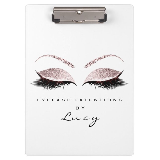 Makeup Artist Beauty Lashes Glitter Pink White Clipboard (Front)