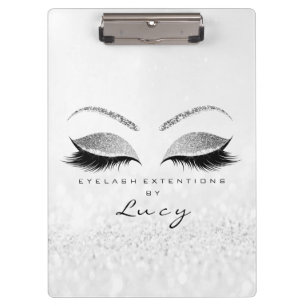 Makeup Artist Beauty Lashes Glitter Silver Gray Clipboard