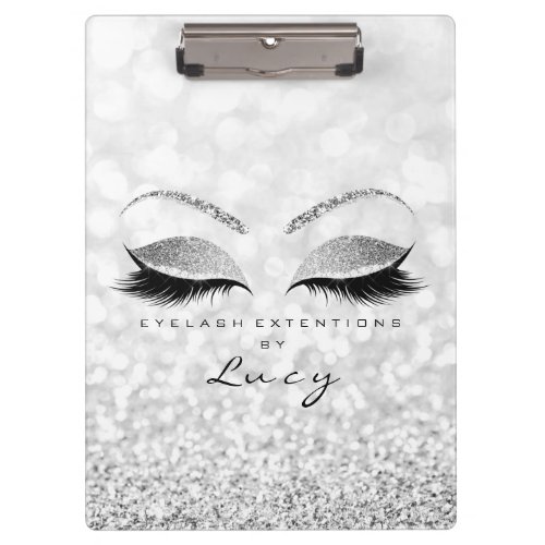 Makeup Artist Beauty Lashes Glitter Silver Gray Clipboard