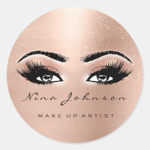 Makeup Artist Beauty Peach Spark Eye Glitter Lash Classic Round Sticker