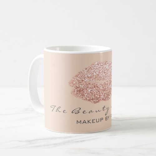 Makeup Artist Beauty Rose Gold Confetti Gray Lips Coffee Mug