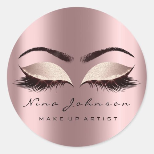 Makeup Artist Beauty Rose Spark Eye Glitter Lash Classic Round Sticker