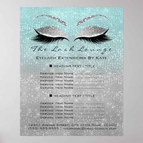 Makeup Artist Beauty Salon Blue Aqua Gray Poster