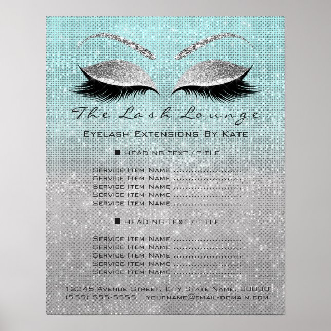 Makeup Artist Beauty Salon Blue Aqua Gray Poster (Front)