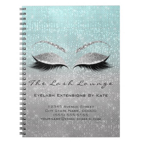 Makeup Artist Beauty Salon Blue Aqua Silver Gray Notebook