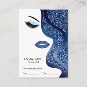 Makeup Artist Beauty Salon Dark Blue Glitter Appointment Card
