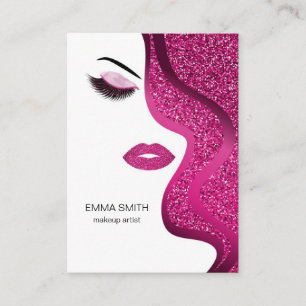 Makeup Artist Beauty Salon Dark Pink Glitter Business Card