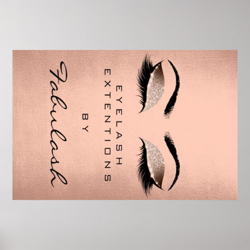 Makeup Artist Beauty Salon Eyebrow Name Rose Gold Poster