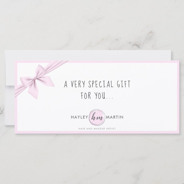 Makeup Artist Beauty Salon Gift Certificate Card (Front)