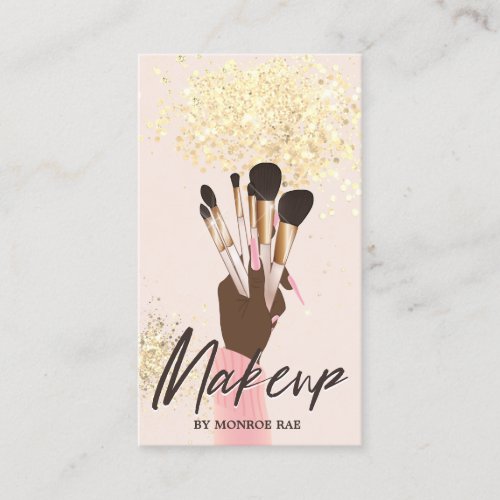 Makeup Artist Beauty Salon Glam Pink Gold Cream Bu Business Card