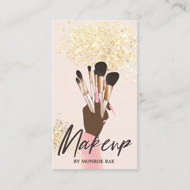 Makeup Artist Beauty Salon Glam Pink Gold Cream Bu Business Card (Front)