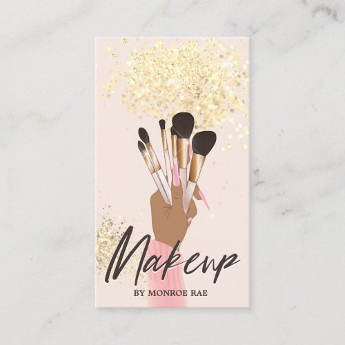 Makeup Artist Beauty Salon Glam Pink Gold Cream Business Card