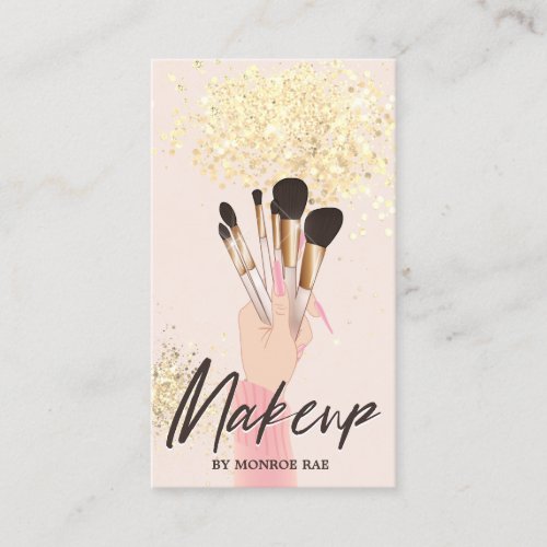 Makeup Artist Beauty Salon Glam Pink Gold Cream Business Card