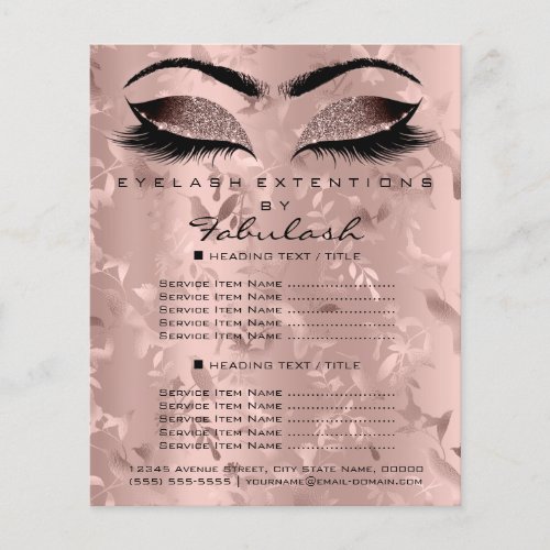 Makeup Artist Beauty Salon Glitter Floral Rose Flyer