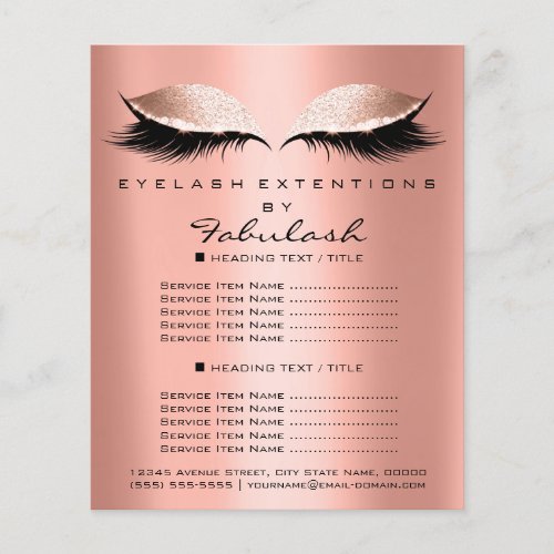 Makeup Artist Beauty Salon Glitter Flyer Coral Lux