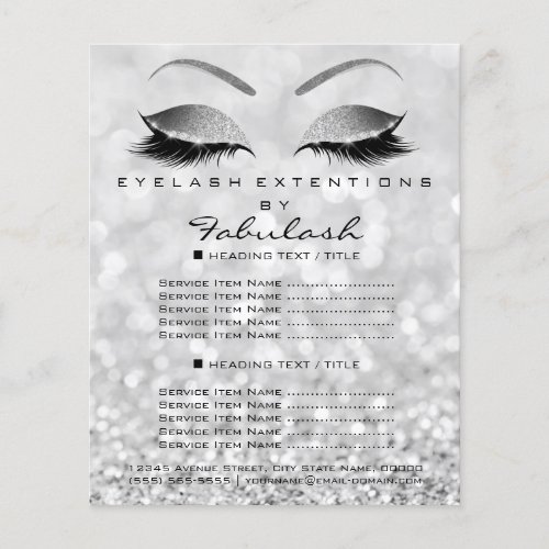 Makeup Artist Beauty Salon Glitter Flyer Gray Silv