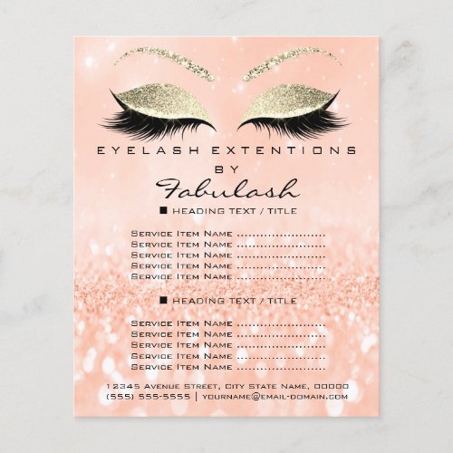 Makeup Artist Beauty Salon Glitter Flyer Peac Gold