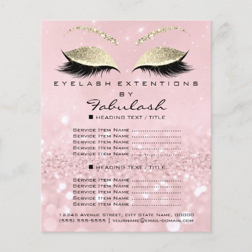 Makeup Artist Beauty Salon Glitter Flyer Pink Gold