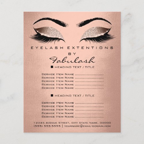 Makeup Artist Beauty Salon Glitter Flyer Prices