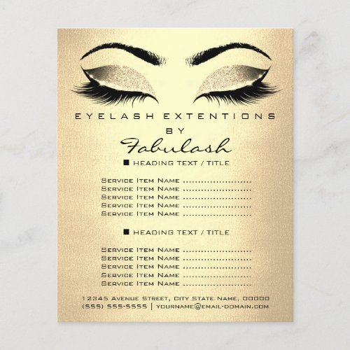 Makeup Artist Beauty Salon Glitter Gold Prices Flyer