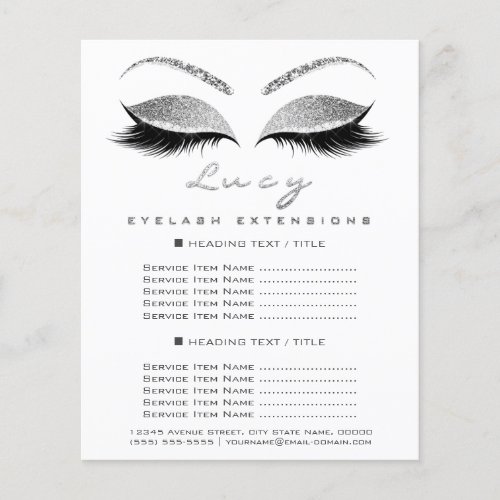 Makeup Artist Beauty Salon Glitter Price List Whit Flyer