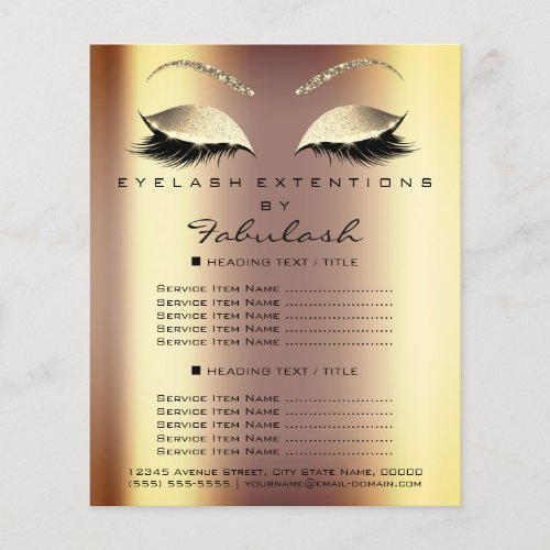 Makeup Artist Beauty Salon Gold Glitter Flyer Faux