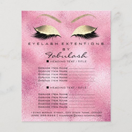 Makeup Artist Beauty Salon Gold Glitter Flyer Pink