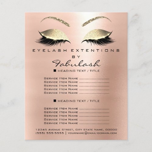 Makeup Artist Beauty Salon Gold Glitter Flyer Pink