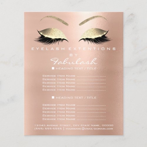 Makeup Artist Beauty Salon Gold Glitter Flyer Pink