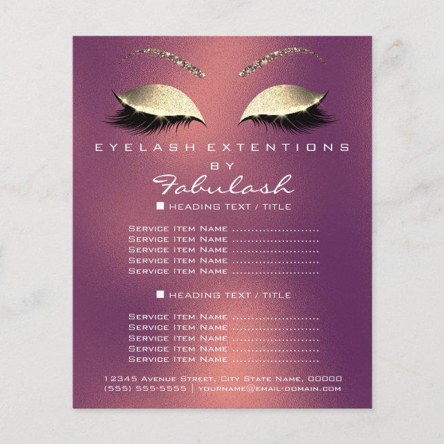 Makeup Artist Beauty Salon Gold Glitter Flyer Rose (Front)